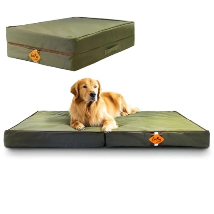Outdoor foldable waterproof dog bed for large dogs, orthopedic pet mattress with washable removable cover and handles, army gre
Outdoor foldable waterproof dog bed for large dogs, orthopedic pet mattress with washable removable cover and handles, army gre