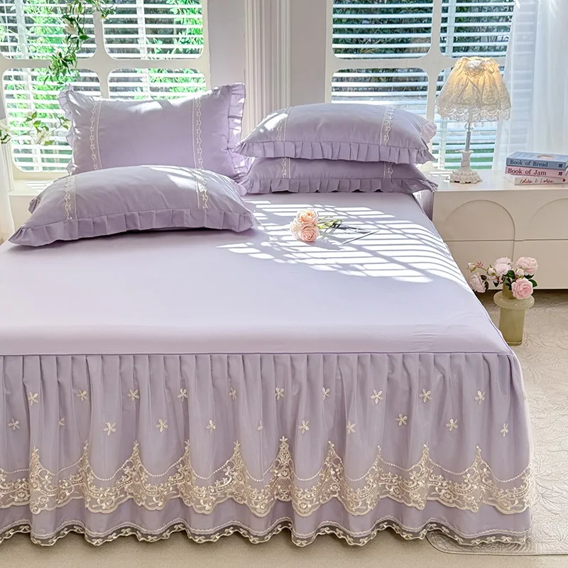 Романтическая юбка-кровать, 1 шт., наматрасник из 100% хлопка с кружевом, фиолетовый декор для спальни с рюшами, покрывало для девочек, домашнее постельное белье King
Романтическая юбка-кровать, 1 шт., наматрасник из 100% хлопка с кружевом, фиолетовый декор для спальни с рюшами, покрывало для девочек, домашнее постельное белье King