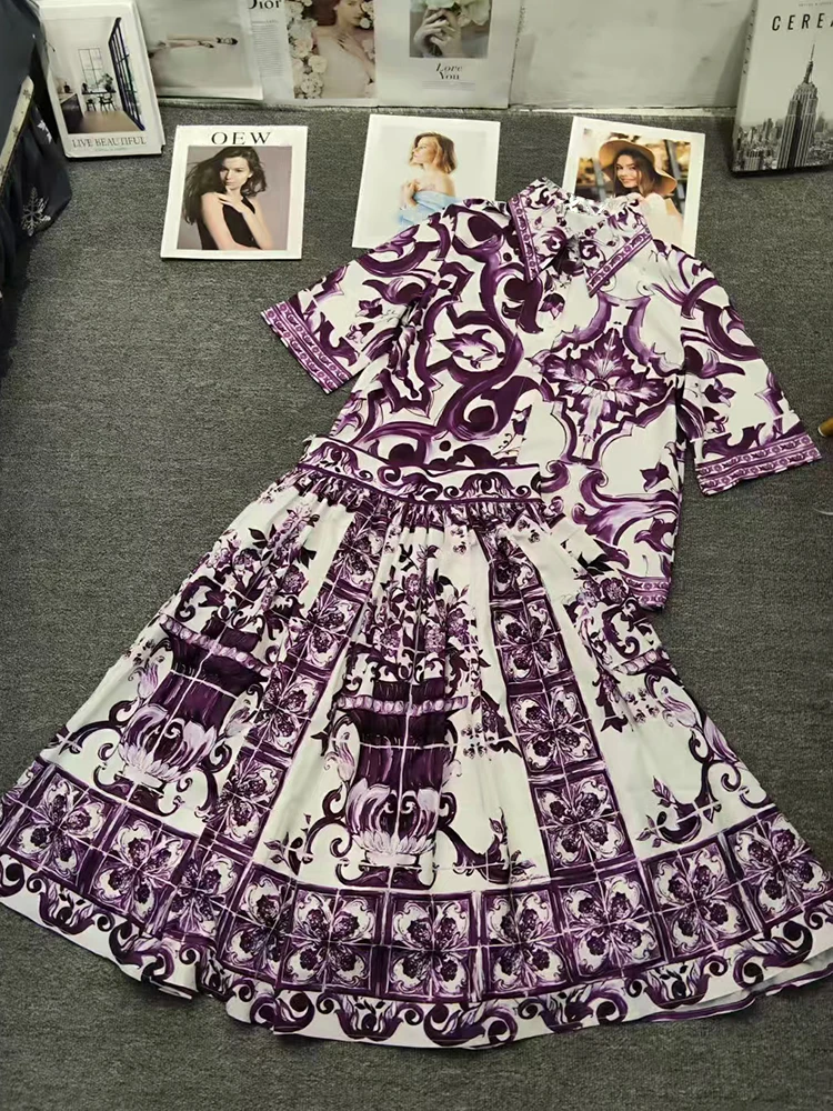 2025 Summer women's retro geometric print collared straight shirt two-piece set + high-waisted pleated loose skirt fashion set
2025 Summer women's retro geometric print collared straight shirt two-piece set + high-waisted pleated loose skirt fashion set