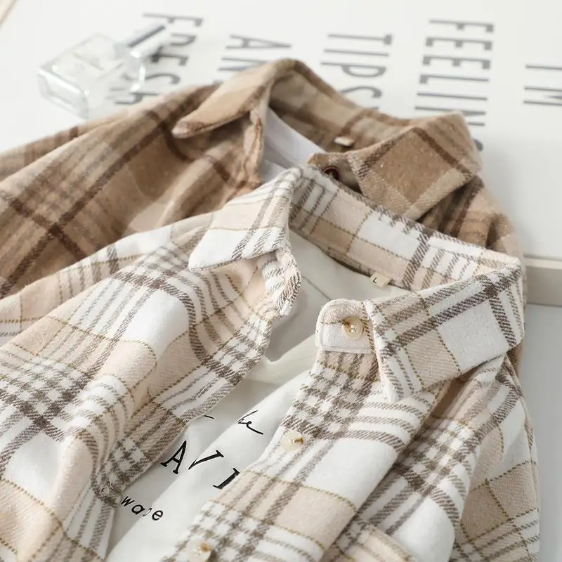 Thick Plaid Shirts Women Autumn Winter Blouses and Tops Casual Woolen Shirt Jacket Retro Long Sleeve Trendy Simple Coat Outwear
Thick Plaid Shirts Women Autumn Winter Blouses and Tops Casual Woolen Shirt Jacket Retro Long Sleeve Trendy Simple Coat Outwear