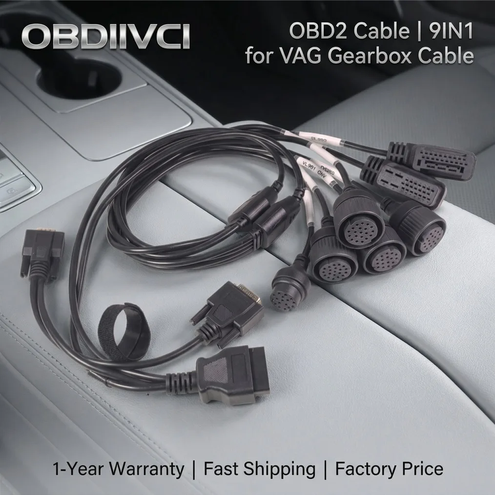 New Gearbox Cable Diagnostic 9in1 Cable Adapter for VAG For DQ250 DQ200 DQ380 DQ500 VL381 VL382 DL501 Diagnostic Connector Cable
New Gearbox Cable Diagnostic 9in1 Cable Adapter for VAG For DQ250 DQ200 DQ380 DQ500 VL381 VL382 DL501 Diagnostic Connector Cable