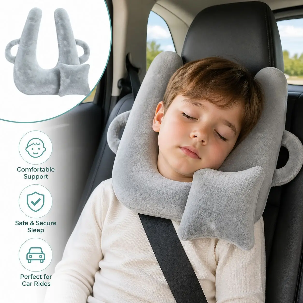 Side sleeping throw pillow in children's car, neck pillow with seat belt in the back of the car, baby car pillow
Side sleeping throw pillow in children's car, neck pillow with seat belt in the back of the car, baby car pillow