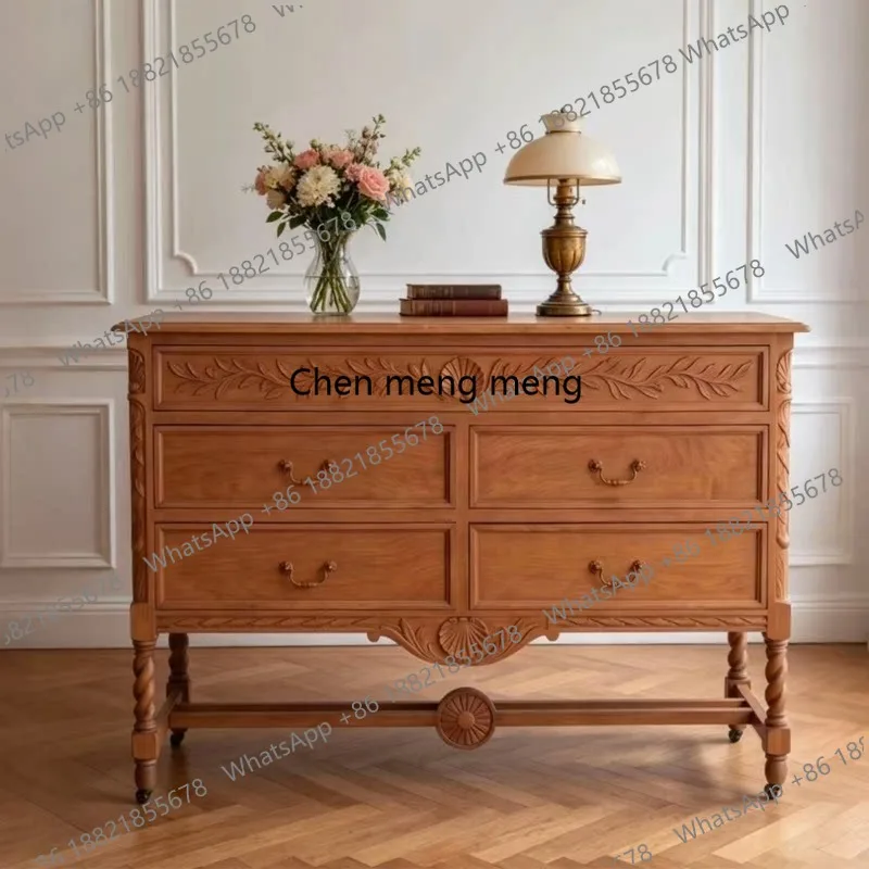 French retro solid wood carving flower entrance cabinet American decorative side cabinet storage cabinet
French retro solid wood carving flower entrance cabinet American decorative side cabinet storage cabinet
