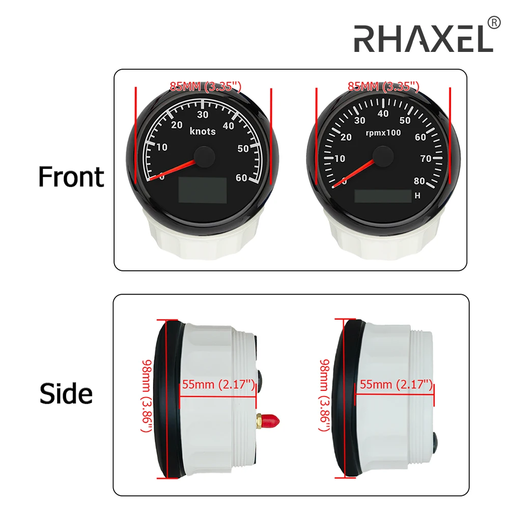 RHAXEL 85mm GPS Speedometer 30 60knots 60 120 200km/h Odometer 4K 6K 8K Tachometer for Auto with Hour Meter Backlight 12V 24V
RHAXEL 85mm GPS Speedometer 30 60knots 60 120 200km/h Odometer 4K 6K 8K Tachometer for Auto with Hour Meter Backlight 12V 24V