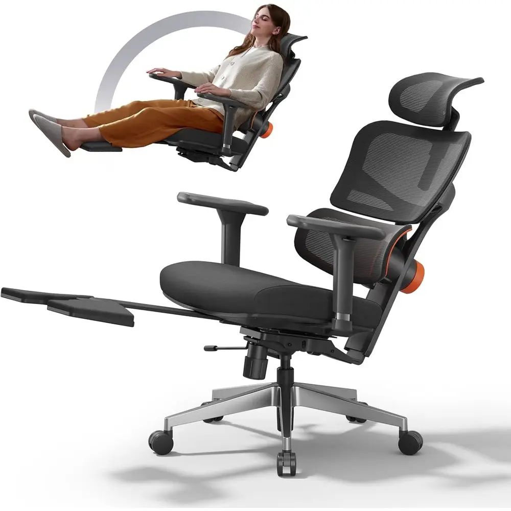 Эргономичное кресло для домашнего офиса с автоматически регулируемой поясничной опорой, регулируемыми подлокотниками, глубиной и высотой сиденья (с подставкой для ног, черное)
Эргономичное кресло для домашнего офиса с автоматически регулируемой поясничной опорой, регулируемыми подлокотниками, глубиной и высотой сиденья (с подставкой для ног, черное)