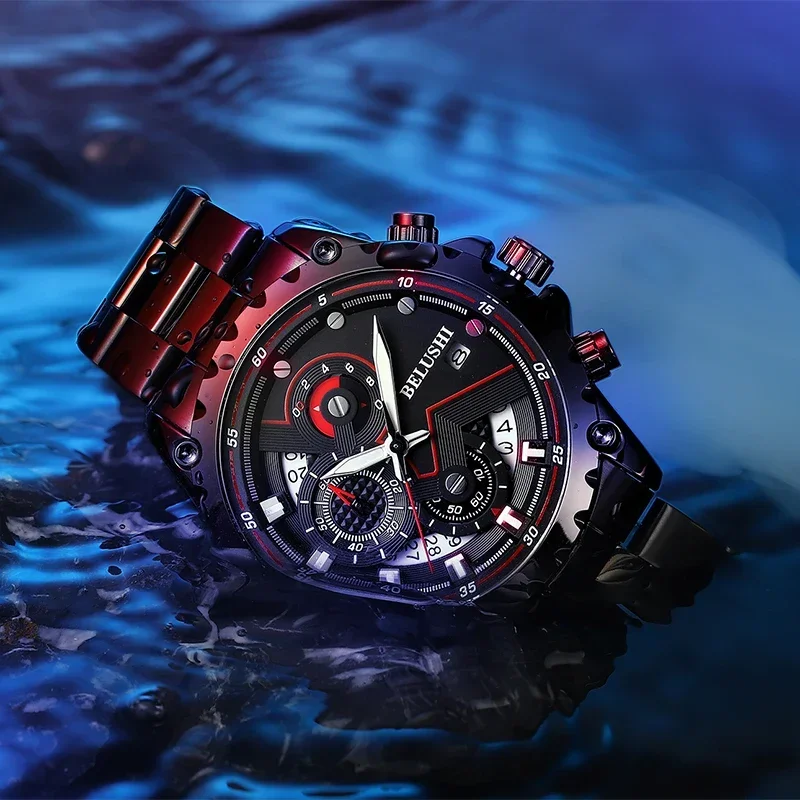 BELUSHI Mens Watches Stainless Steel Top Brand Luxury Quartz Watch Men Waterproof Chronograph Sport Wristwatch Relogio Masculino
BELUSHI Mens Watches Stainless Steel Top Brand Luxury Quartz Watch Men Waterproof Chronograph Sport Wristwatch Relogio Masculino