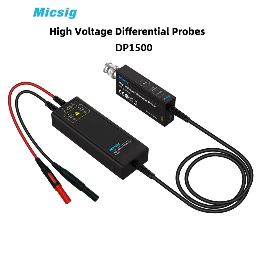 Micsig DP10013/DP1500 Oscilloscope 1300V 100MHz High Voltage Differential Probe Kit 3.5ns Rise Time 50X/500X Attenuation Rate
Micsig DP10013/DP1500 Oscilloscope 1300V 100MHz High Voltage Differential Probe Kit 3.5ns Rise Time 50X/500X Attenuation Rate
