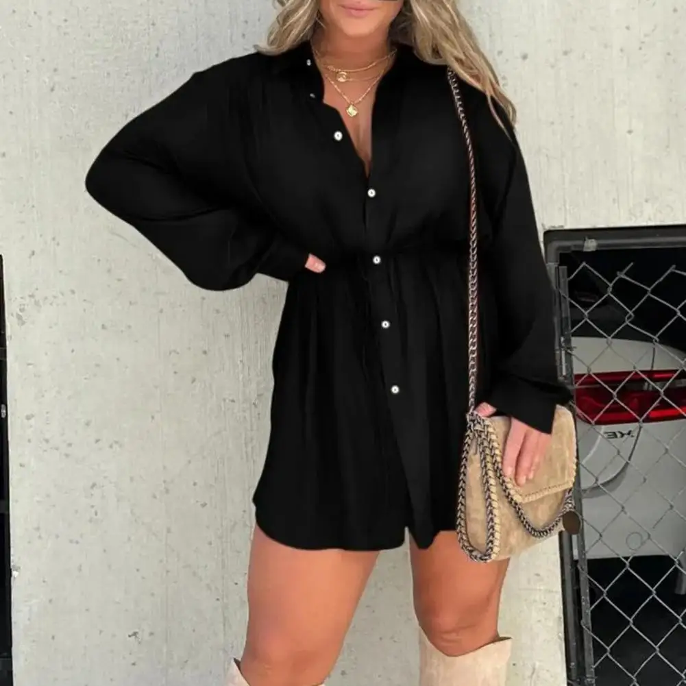 Long Sleeve Dress Elegant Lace-up Romper Dress with V Neck Tight Waist for Women Stylish Single-breasted Short Romper with Long
Long Sleeve Dress Elegant Lace-up Romper Dress with V Neck Tight Waist for Women Stylish Single-breasted Short Romper with Long