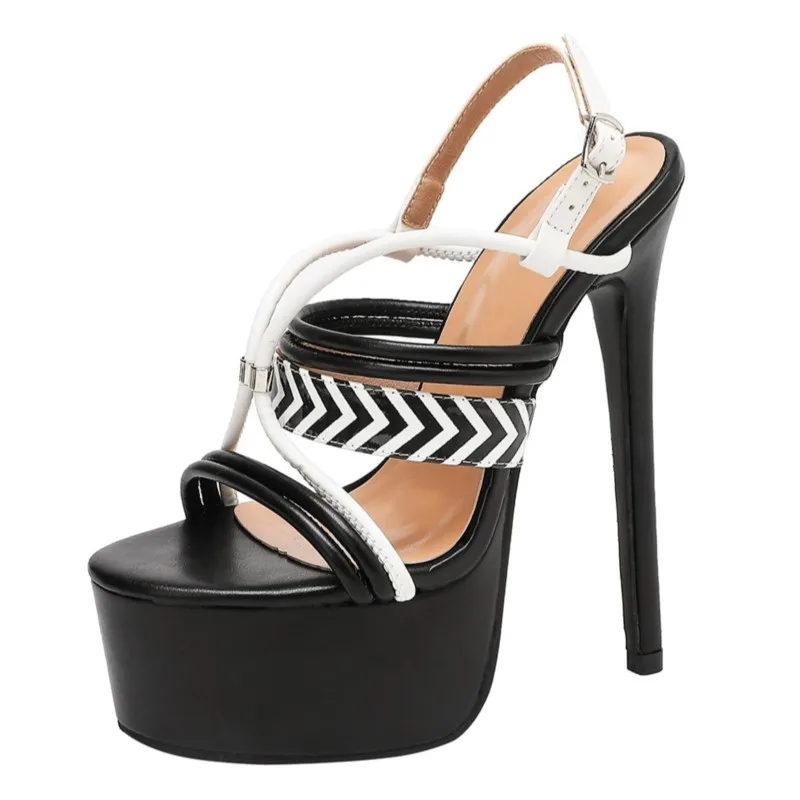 Women’s Black And White Platform Sandals, Open Toe Stiletto High Heels With Strap And Slingback Buckle For Party And Evening
Women’s Black And White Platform Sandals, Open Toe Stiletto High Heels With Strap And Slingback Buckle For Party And Evening