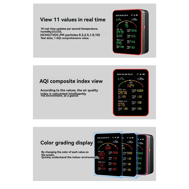15 In 1 Tuya WIFI Rechargeable Household Digital Air Quality Detector CO2/CO/TVOC/HCHO/PM2.5/Temp/Humi For Smart Home A
15 In 1 Tuya WIFI Rechargeable Household Digital Air Quality Detector CO2/CO/TVOC/HCHO/PM2.5/Temp/Humi For Smart Home A