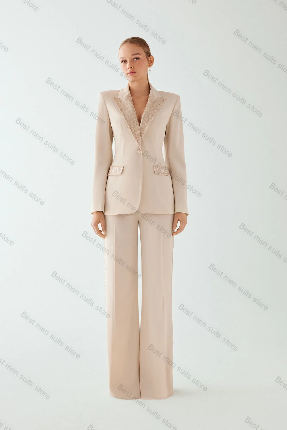 Glitter Sequins Women Suit Pant Set 2 Piece Spring Khaki Blazer+Pants Formal Office Jacket Customized Cotton Wedding Coat
Glitter Sequins Women Suit Pant Set 2 Piece Spring Khaki Blazer+Pants Formal Office Jacket Customized Cotton Wedding Coat