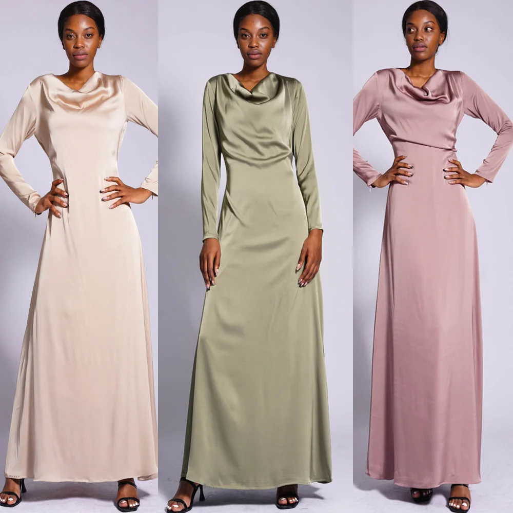 Women's Muslim Party Solid Satin Maxi Dress Chic Elegant Long Sleeve Robe Casual Holiday Swing Kaftan Dubai Abaya Inner Dress
Women's Muslim Party Solid Satin Maxi Dress Chic Elegant Long Sleeve Robe Casual Holiday Swing Kaftan Dubai Abaya Inner Dress