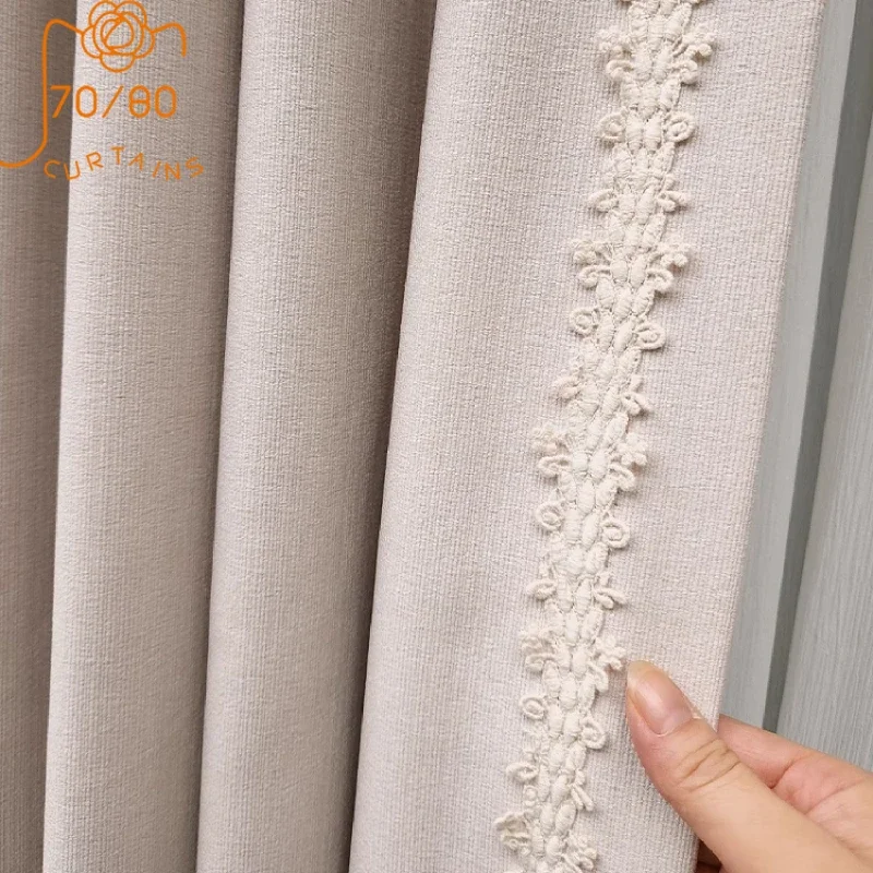 Solid Beige Cotton Linen Lace Thickened Blackout Curtains for Living Room Bedroom Villa French Window Customized
Solid Beige Cotton Linen Lace Thickened Blackout Curtains for Living Room Bedroom Villa French Window Customized