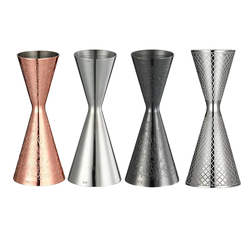 Integrated-Style Jigger Double Cocktail Jigger Bar Measure with Etched Pattern Bar Tools