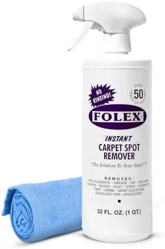 FOLEX Spot Remover 32 oz – Eliminates Pet Stains, Wine, Grease & More – Safe for Carpets, Rugs, Upholstery – Includes Reusable C
FOLEX Spot Remover 32 oz – Eliminates Pet Stains, Wine, Grease & More – Safe for Carpets, Rugs, Upholstery – Includes Reusable C