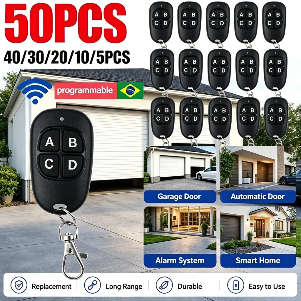 1-50PCS Remote Control 433MHz Car Key Garage Door Gate Opener Remote Control Duplicator Clone Cloning Code 4-Button Transmitter
1-50PCS Remote Control 433MHz Car Key Garage Door Gate Opener Remote Control Duplicator Clone Cloning Code 4-Button Transmitter