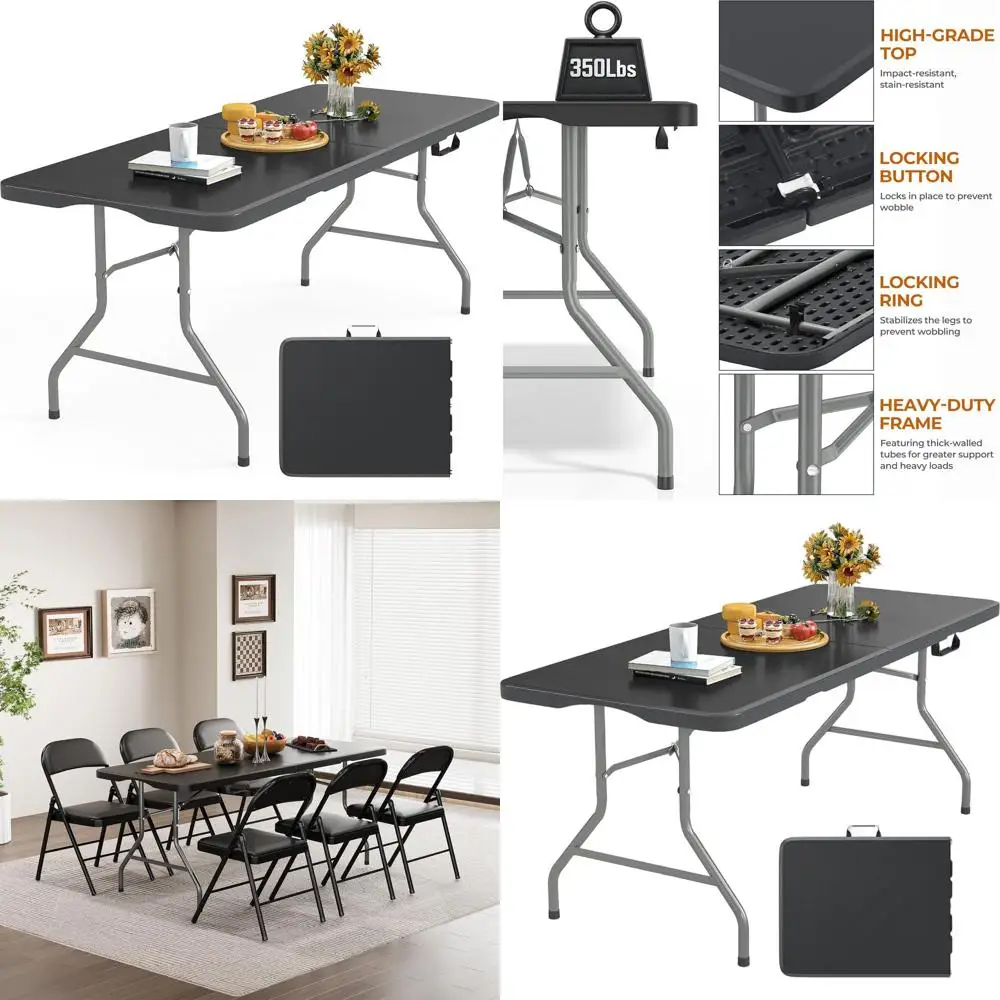 Сверхмощный складной пластиковый стол на 6 футов с усиленными ножками для мероприятий в помещении и на открытом воздухе
Сверхмощный складной пластиковый стол на 6 футов с усиленными ножками для мероприятий в помещении и на открытом воздухе