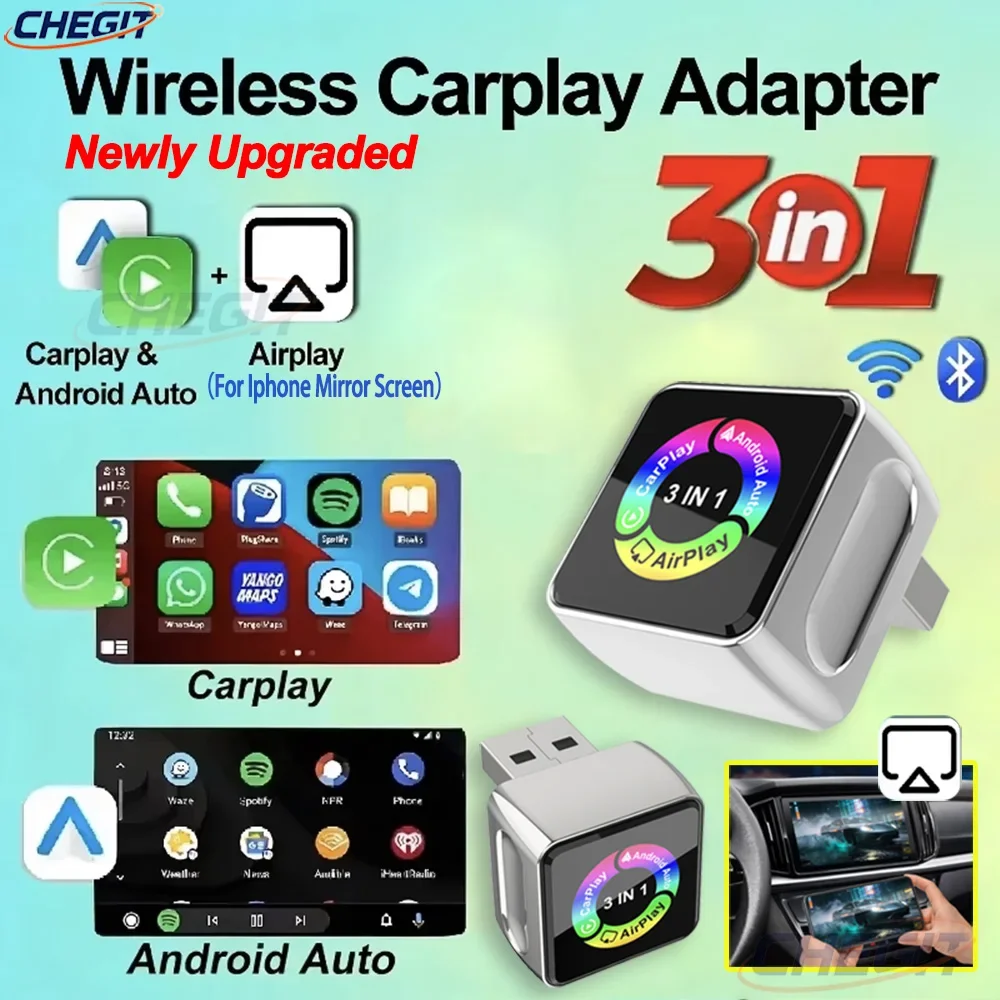 Беспроводной адаптер 3-в-1 для CarPlay 2026: Android Auto, AirPlay, USB, Plug and Play, Wi-Fi, Bluetooth для iPhone. Подключение к CarPlay. Мини-бокс.
Беспроводной адаптер 3-в-1 для CarPlay 2026: Android Auto, AirPlay, USB, Plug and Play, Wi-Fi, Bluetooth для iPhone. Подключение к CarPlay. Мини-бокс.