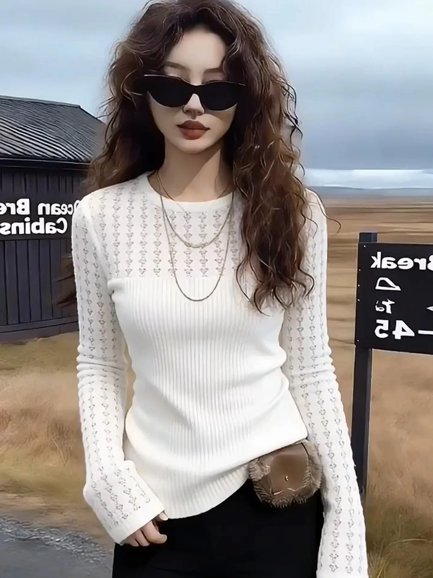 Elegant Hollow out Long Sleeve Knitwear Women's Slim Fit Fashionable Korean Style Spring Shirt Beautifully Crafted Commute Ready
Elegant Hollow out Long Sleeve Knitwear Women's Slim Fit Fashionable Korean Style Spring Shirt Beautifully Crafted Commute Ready