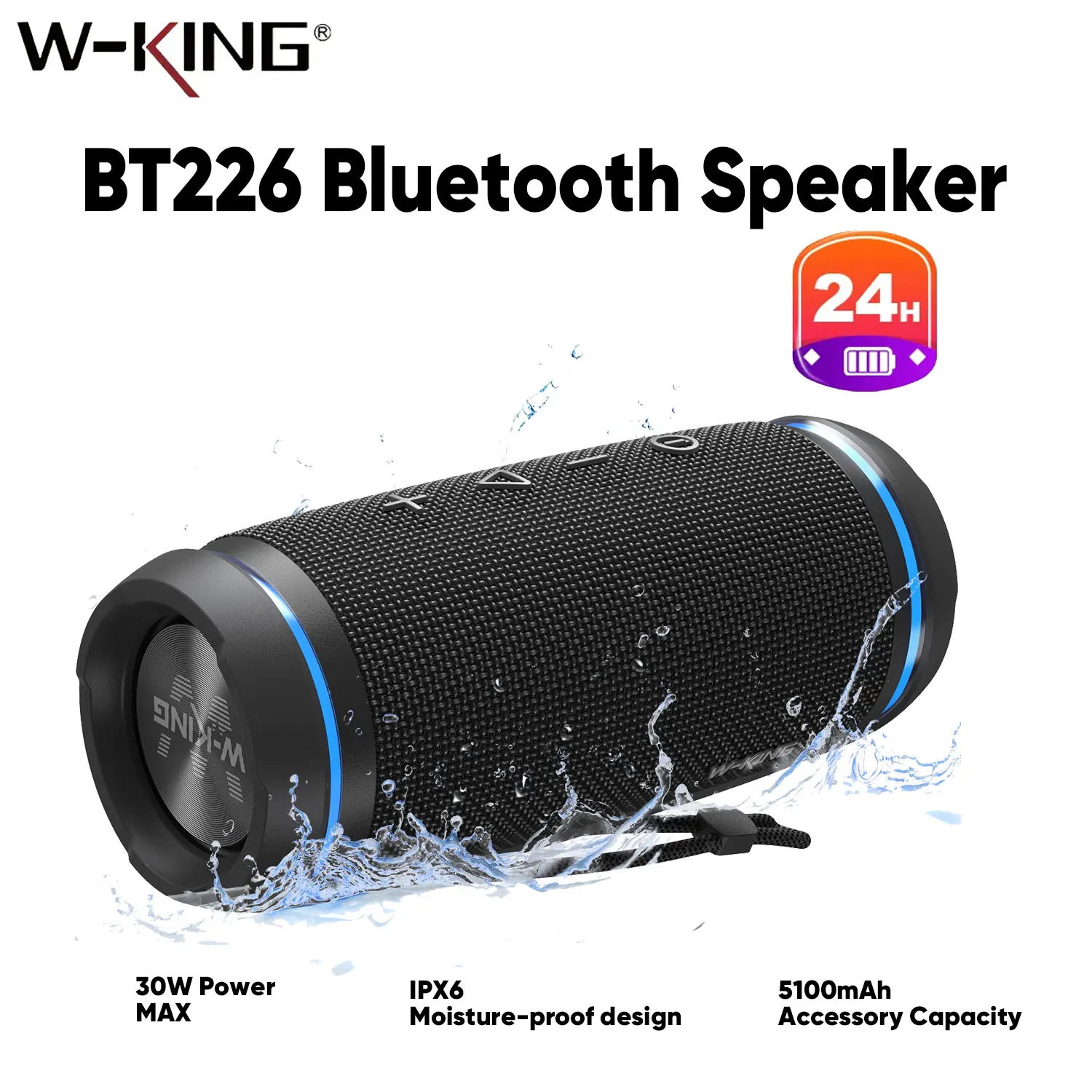 Портативная Bluetooth-колонка W-KING, 36 Вт, беспроводная, для улицы и дома, водонепроницаемая IPX6, BT 5.4, со встроенным микрофоном
Портативная Bluetooth-колонка W-KING, 36 Вт, беспроводная, для улицы и дома, водонепроницаемая IPX6, BT 5.4, со встроенным микрофоном