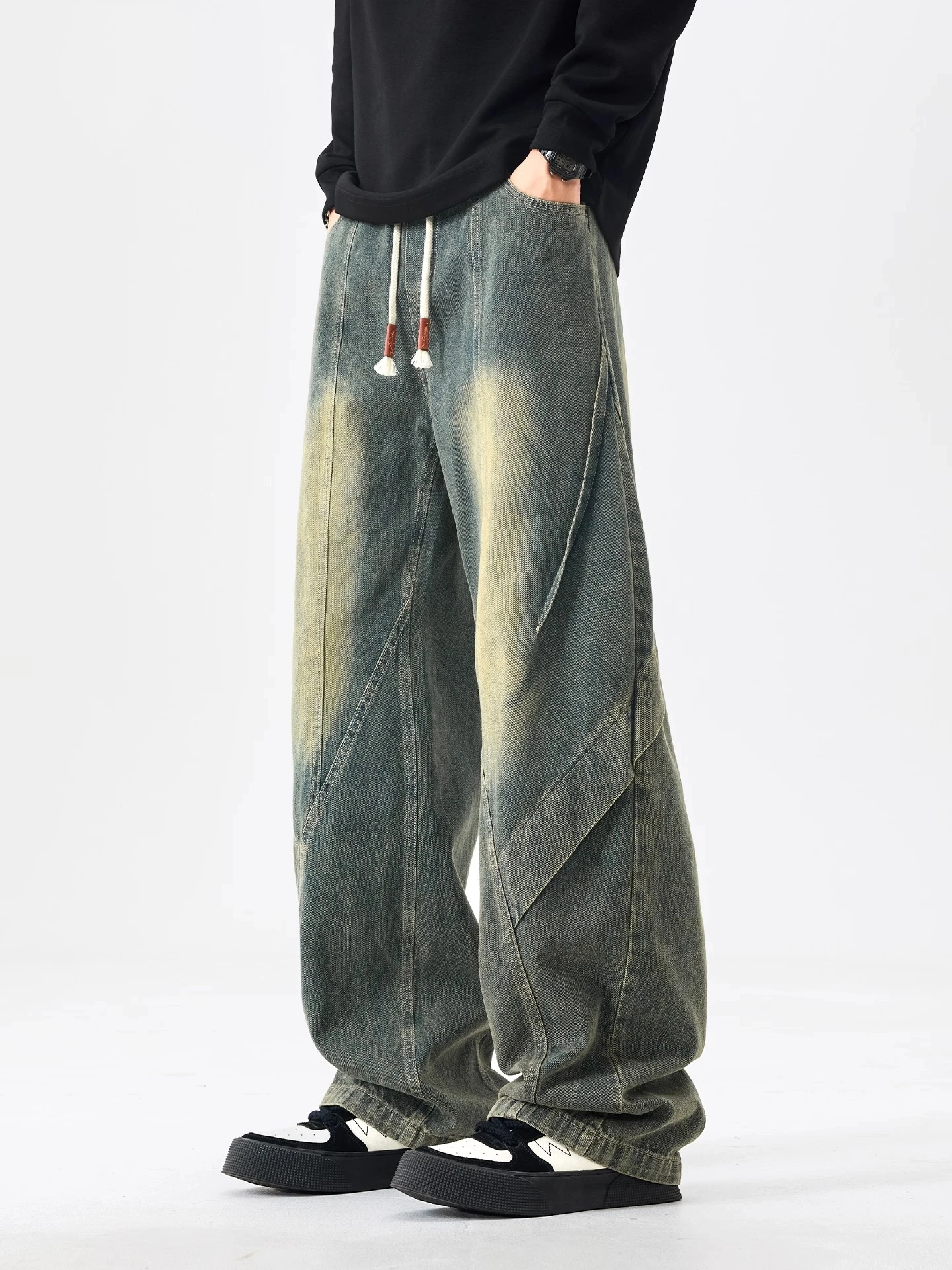American High Street Style Men's Loose Wide Leg Jeans Heavy Duty Casual Floor Length Pants Women's Vibe Drapey Denim
American High Street Style Men's Loose Wide Leg Jeans Heavy Duty Casual Floor Length Pants Women's Vibe Drapey Denim