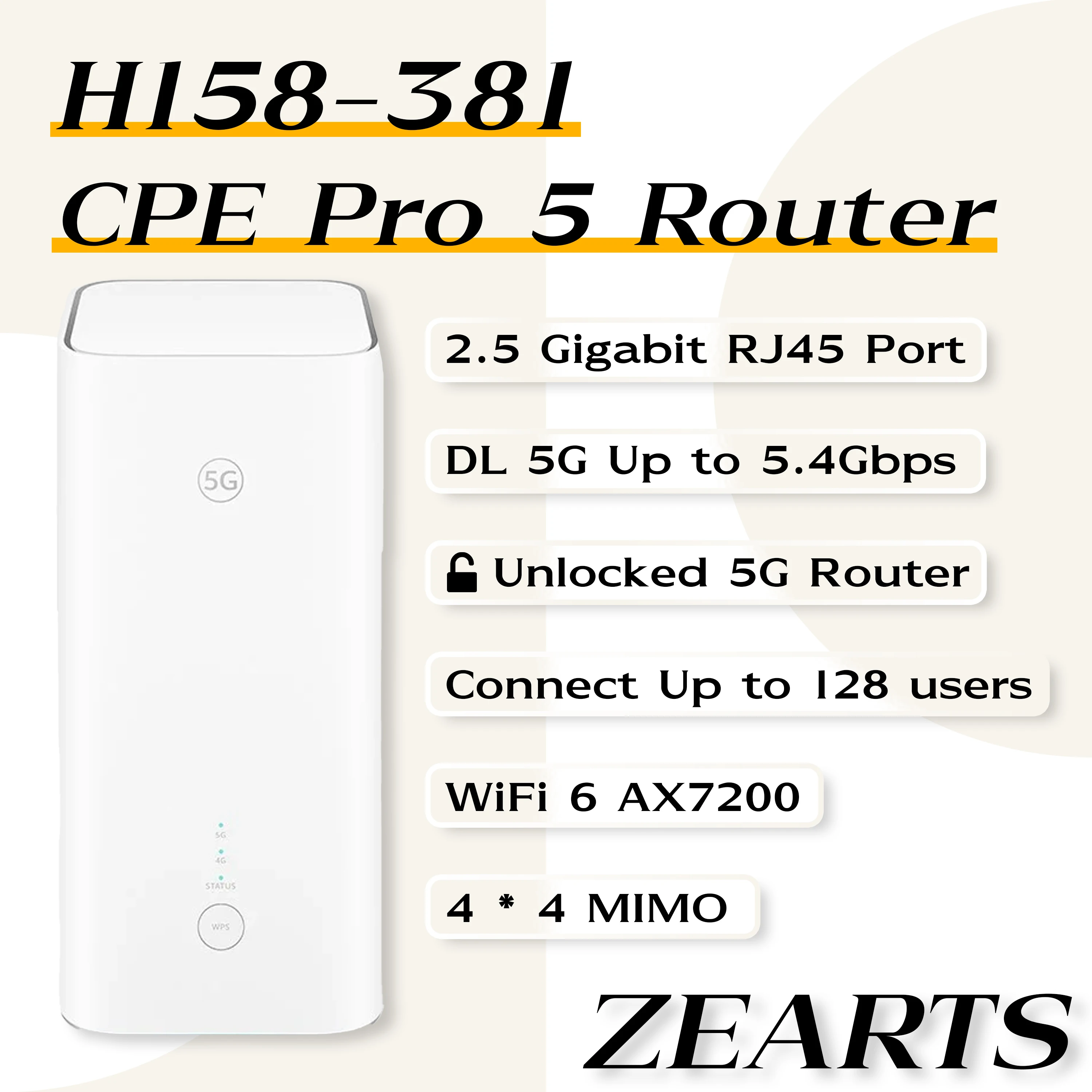 Разблокированный маршрутизатор Smartone H158-381 5G CPE PRO 5G WiFi 6 RJ45 RJ11, слот Na-noSIM (Brovi) (бывший в употреблении, новый)
Разблокированный маршрутизатор Smartone H158-381 5G CPE PRO 5G WiFi 6 RJ45 RJ11, слот Na-noSIM (Brovi) (бывший в употреблении, новый)