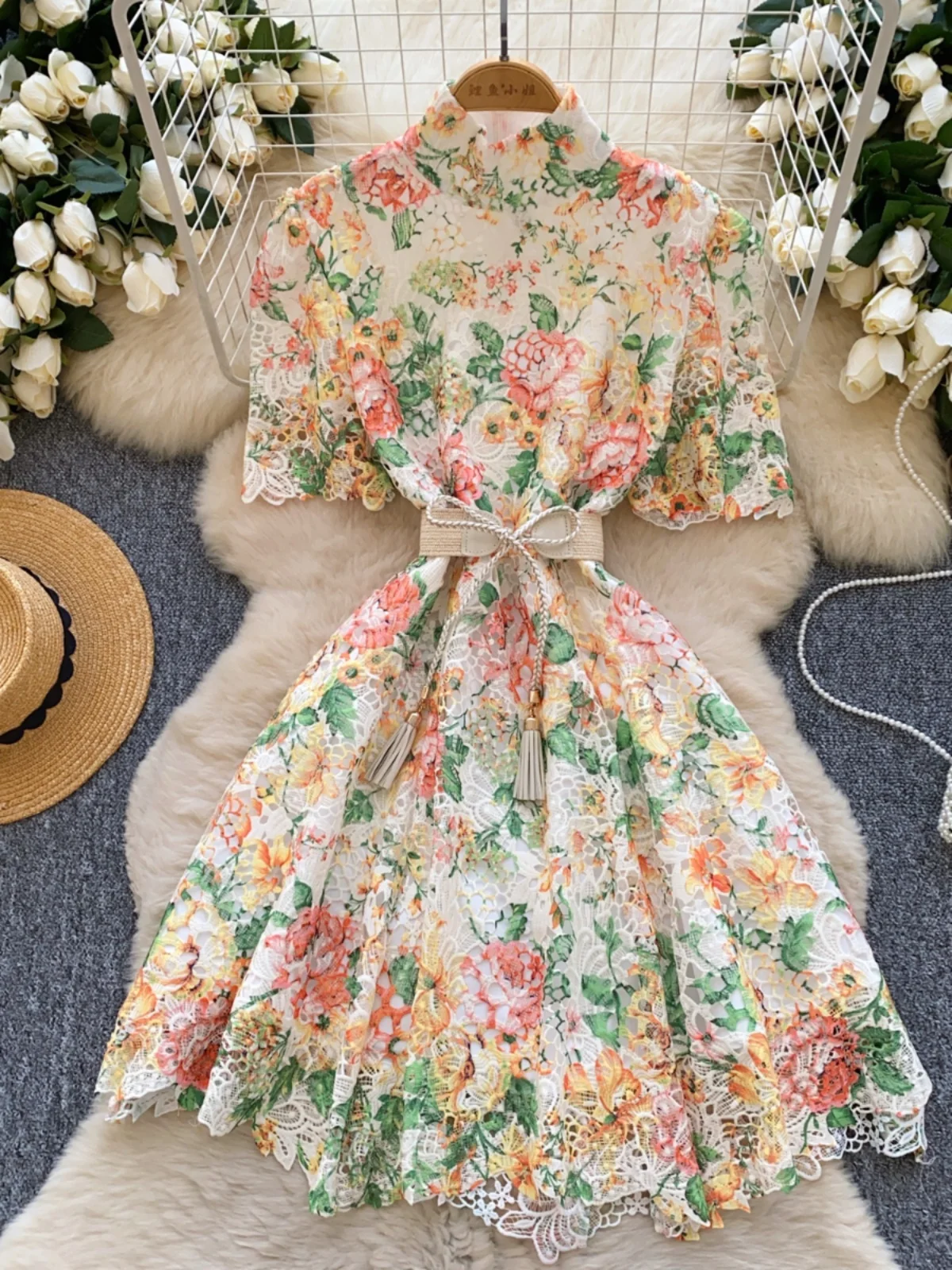 2025 Spring High Ne Lace Hollow out Bubble Sve A-Line ort Dr Women's Belted Waist Commute Sle Korean Version
2025 Spring High Ne Lace Hollow out Bubble Sve A-Line ort Dr Women's Belted Waist Commute Sle Korean Version
