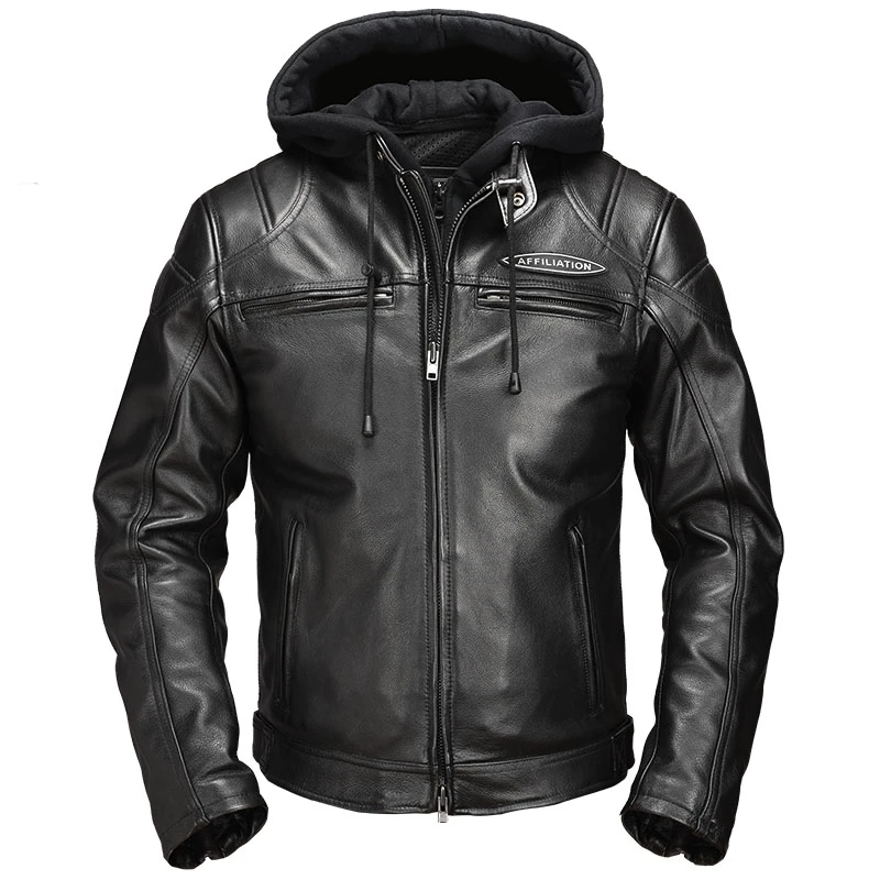 Black Hooded Winter Leather Jacket Men Sports Style Plus Size 4XL Genuine Natural Thick Cowhide Add Protection Device Coat
Black Hooded Winter Leather Jacket Men Sports Style Plus Size 4XL Genuine Natural Thick Cowhide Add Protection Device Coat