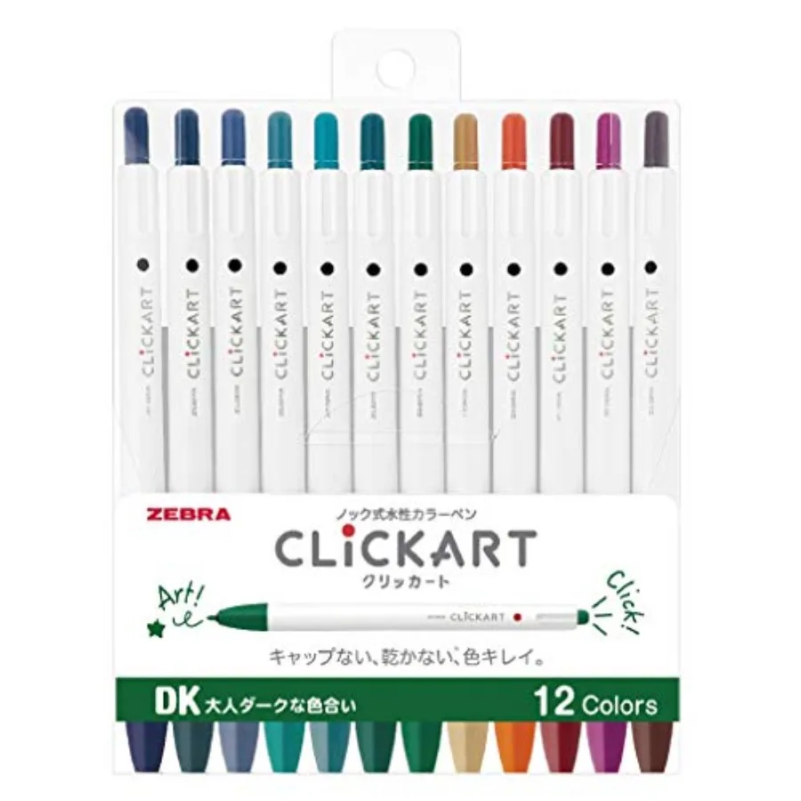 Zebra Clickart Water-Based Pen Calm Dark 12 Colors Set, Wyss22-12Cdk
Zebra Clickart Water-Based Pen Calm Dark 12 Colors Set, Wyss22-12Cdk