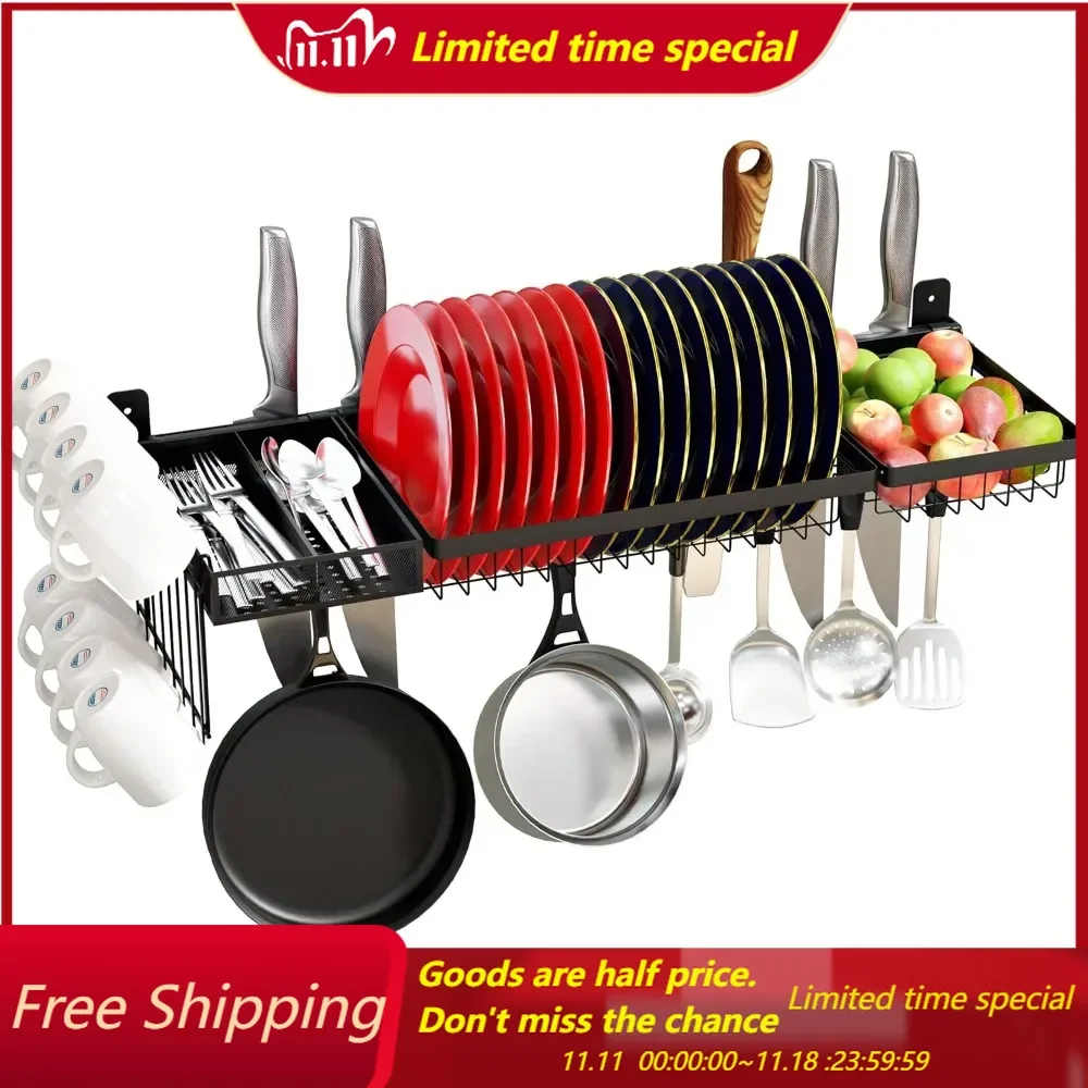 Adjustable Stainless Steel Wall Mounted Over the Sink Dish Drying Rack, Large Capacity Pot Rack Dish Rack with Utensil Holder fo
Adjustable Stainless Steel Wall Mounted Over the Sink Dish Drying Rack, Large Capacity Pot Rack Dish Rack with Utensil Holder fo