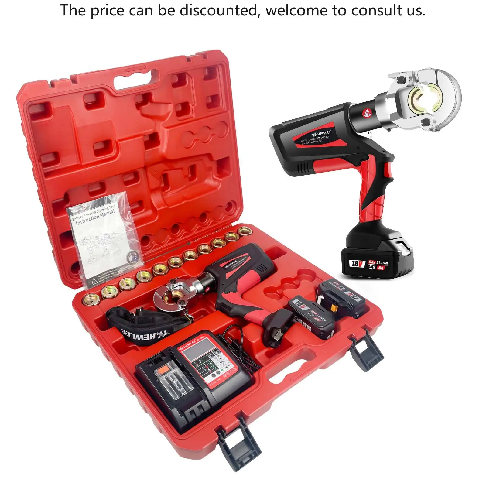 HEWLEE HL-300B Electric Hydraulic Pliers For Crimping Copper And Aluminum Cables Battery Powered Hydraulic Crimping Tool
HEWLEE HL-300B Electric Hydraulic Pliers For Crimping Copper And Aluminum Cables Battery Powered Hydraulic Crimping Tool