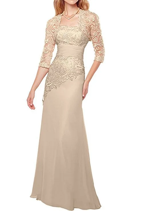New Chiffon Lace Mother of the Bride Dresses with Jacket Applique Three Quarter Long Sleeves Mermaid Mother's Evening Gowns 2021
New Chiffon Lace Mother of the Bride Dresses with Jacket Applique Three Quarter Long Sleeves Mermaid Mother's Evening Gowns 2021