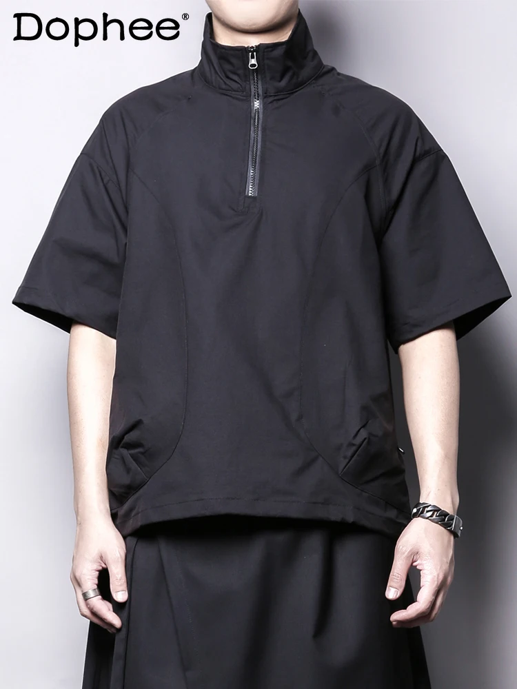 Stand Collar Zipper Large Pocket Design Loose T-shirts Men's 2025 Summer New Short-sleeve Solid Color Tops Male Comfort Tees
Stand Collar Zipper Large Pocket Design Loose T-shirts Men's 2025 Summer New Short-sleeve Solid Color Tops Male Comfort Tees