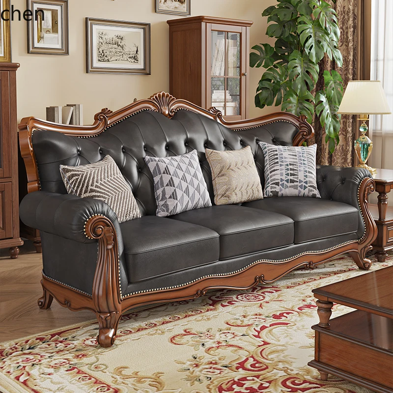FF retro solid wood leather sofa top layer cowhide 123 combination simple beautiful living room villa
FF retro solid wood leather sofa top layer cowhide 123 combination simple beautiful living room villa