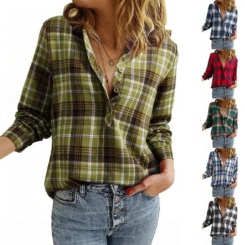 Women's V-neck Plaid Shirt with Shirt Buckle European Style Long Sleeve Fashionable Checkered Top for Ladies Resistant to Def...
Women's V-neck Plaid Shirt with Shirt Buckle European Style Long Sleeve Fashionable Checkered Top for Ladies Resistant to Def...