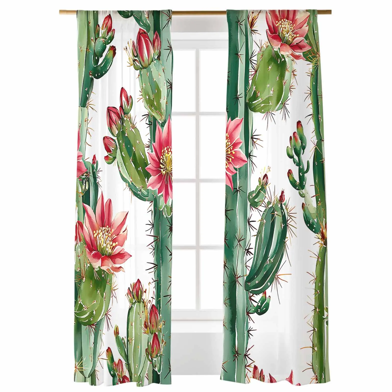 Watercolor Succulent Cactus Voile Curtains Window Treatment Sheer Curtains for Bedroom Kitchen Drapes
Watercolor Succulent Cactus Voile Curtains Window Treatment Sheer Curtains for Bedroom Kitchen Drapes