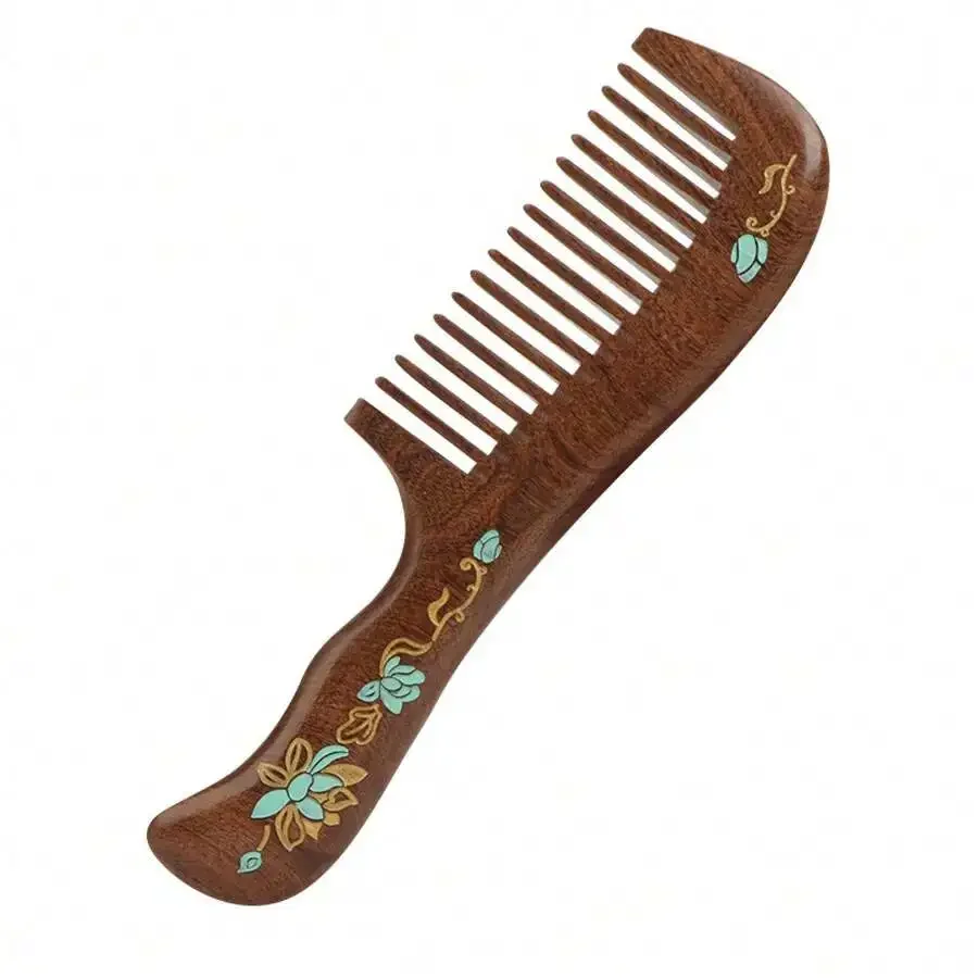 Sandalwood Painted Hair Comb For Women, Artistic Wooden Styling Comb With Floral Design
Sandalwood Painted Hair Comb For Women, Artistic Wooden Styling Comb With Floral Design