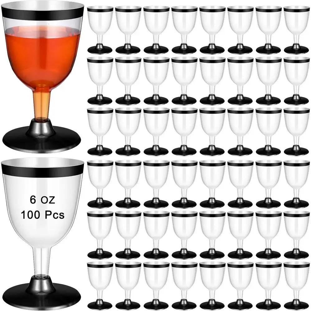 100 Pcs Disposable 6 oz Rimmed Wine Cups with Stem Clear for Toasting, Cocktail, Champagne Parties, Weddings, Graduations, Birth
100 Pcs Disposable 6 oz Rimmed Wine Cups with Stem Clear for Toasting, Cocktail, Champagne Parties, Weddings, Graduations, Birth