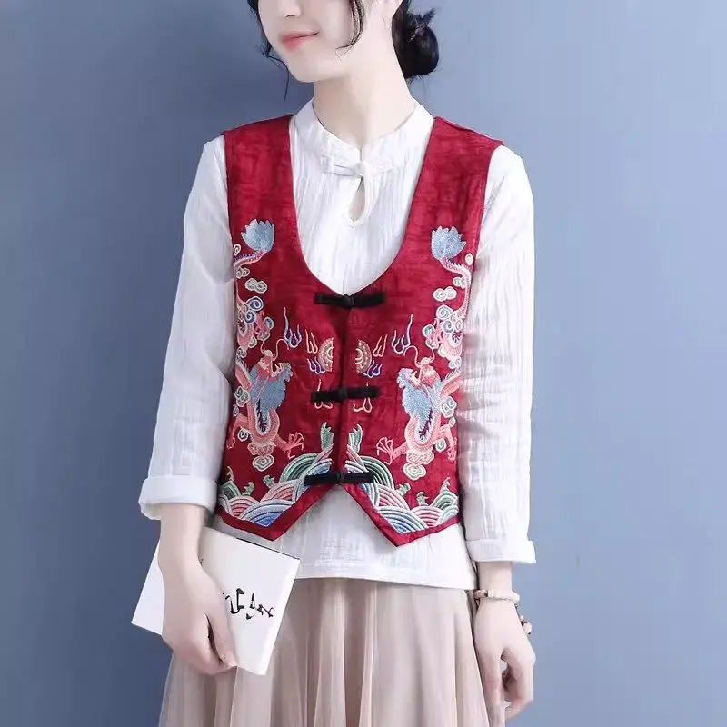 Spring Summer Retro Ethnic Style Women Clothing V-Neck Embroidered Cotton And Linen Jacquard Sleeveless Short Vest Top K636
Spring Summer Retro Ethnic Style Women Clothing V-Neck Embroidered Cotton And Linen Jacquard Sleeveless Short Vest Top K636