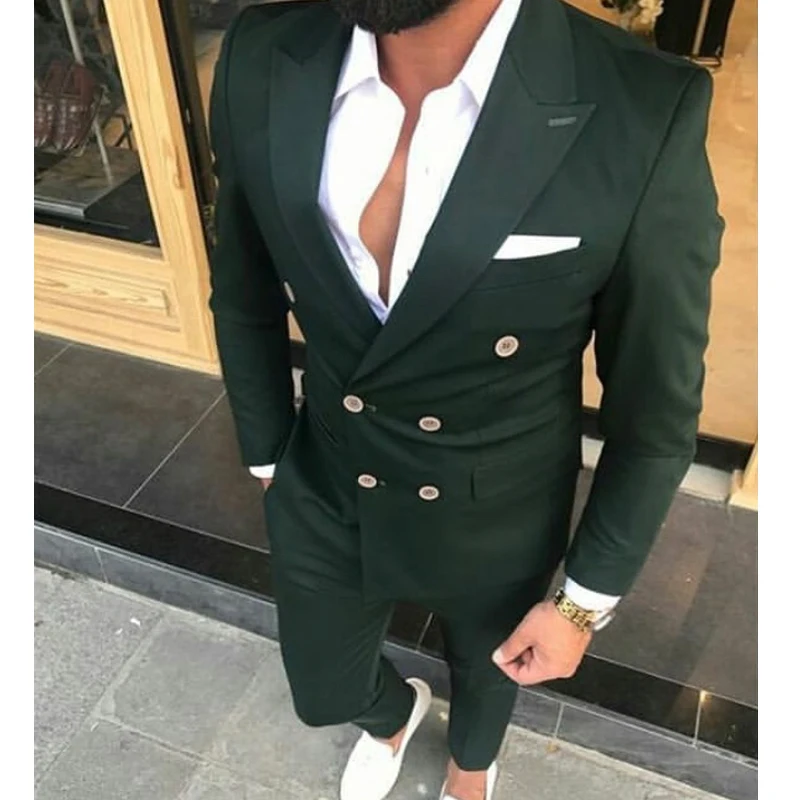Double Breasted Suits for Men Slim Fit 2 Piece Dark Green Wedding Groom Tuxedo Business Jacket with Pants Male Fashion Costume
Double Breasted Suits for Men Slim Fit 2 Piece Dark Green Wedding Groom Tuxedo Business Jacket with Pants Male Fashion Costume