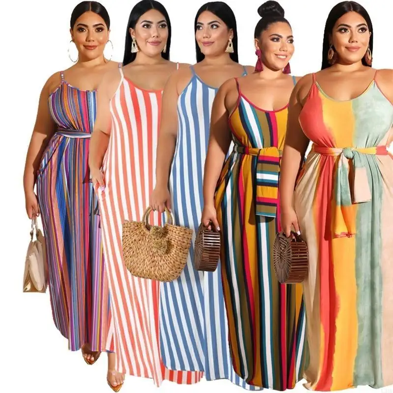L38E Sundress Summer Dress Printing Long Dress Sleeveless Stripe Long Maxi Dresses
L38E Sundress Summer Dress Printing Long Dress Sleeveless Stripe Long Maxi Dresses