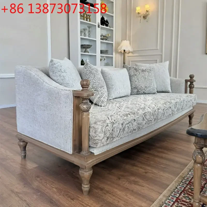 American solid wood retro three-person living room simple fabric combination American rural antique sofa
American solid wood retro three-person living room simple fabric combination American rural antique sofa