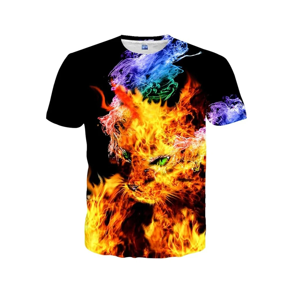 Flame leopard print T-shirt - the perfect combination of passion and wildness, fashionable and avant-garde, showcasing personali
Flame leopard print T-shirt - the perfect combination of passion and wildness, fashionable and avant-garde, showcasing personali