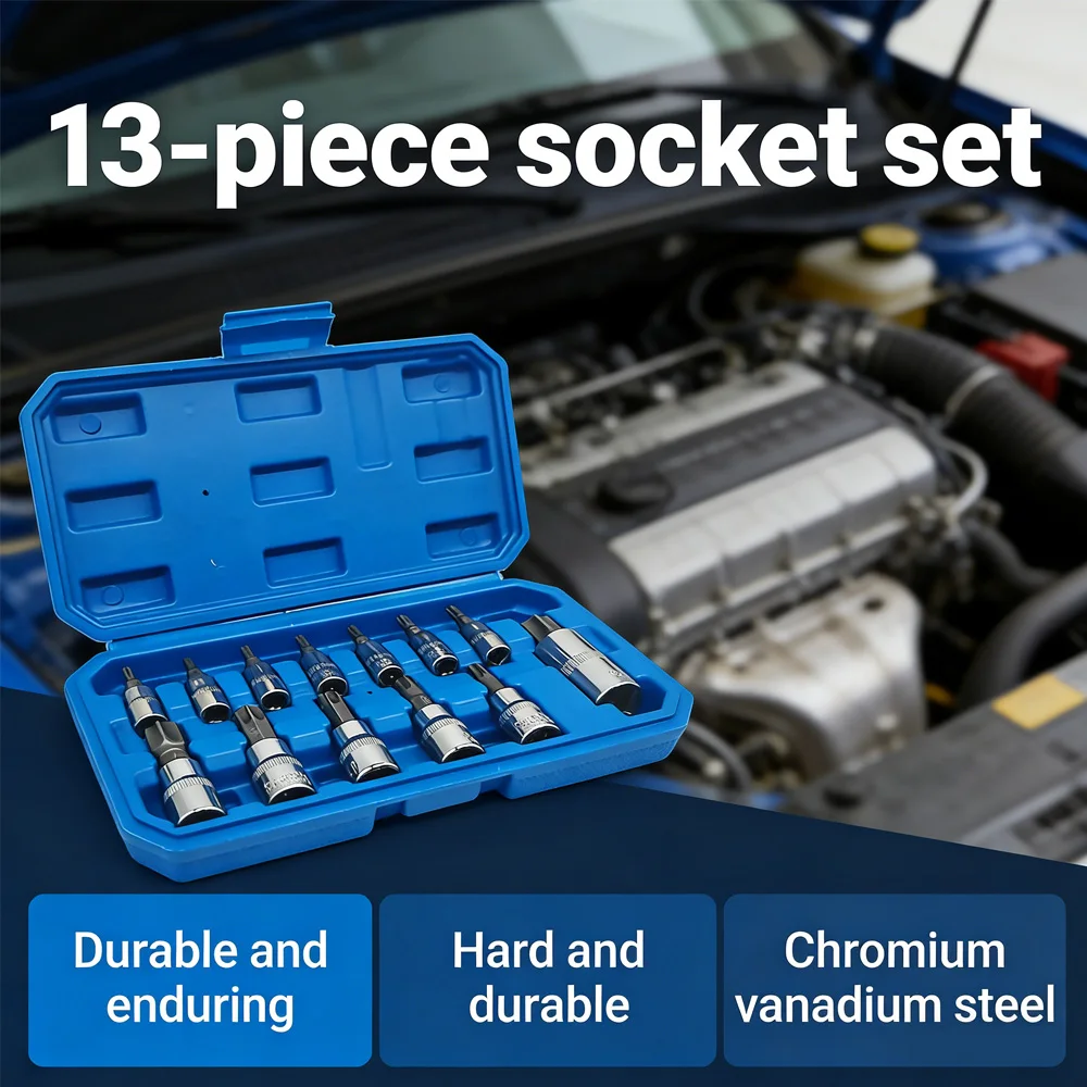 13pcs Torx Key Kit Auto Repair Tool Screwdriver Set Impact Socket Wrnech Head Professional Bicycle Car Mechanical Workshop Tools
13pcs Torx Key Kit Auto Repair Tool Screwdriver Set Impact Socket Wrnech Head Professional Bicycle Car Mechanical Workshop Tools