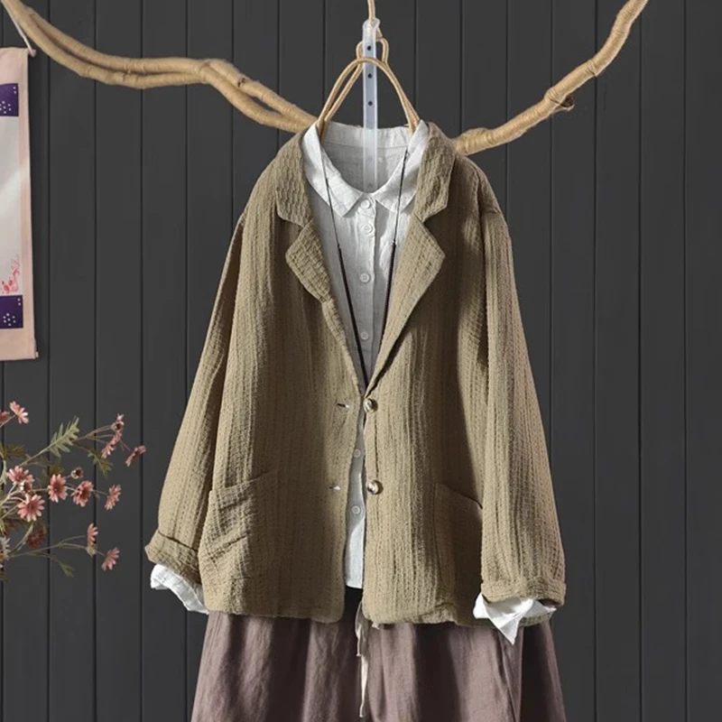 100% Linen Women Casual Tailored Coats New Arrival 2025 Spring Vintage Style Solid Color Loose Female Long Sleeve Jackets M1688
100% Linen Women Casual Tailored Coats New Arrival 2025 Spring Vintage Style Solid Color Loose Female Long Sleeve Jackets M1688