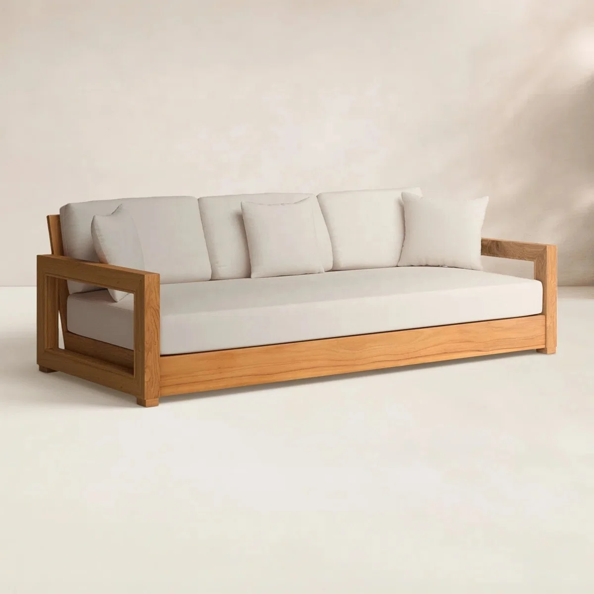 #Modern Outdoor Solid Wood Sofa Set with Thick Beige Cushions Weather Resistant Patio Furniture Garden Balcony Poolside Backyard
#Modern Outdoor Solid Wood Sofa Set with Thick Beige Cushions Weather Resistant Patio Furniture Garden Balcony Poolside Backyard