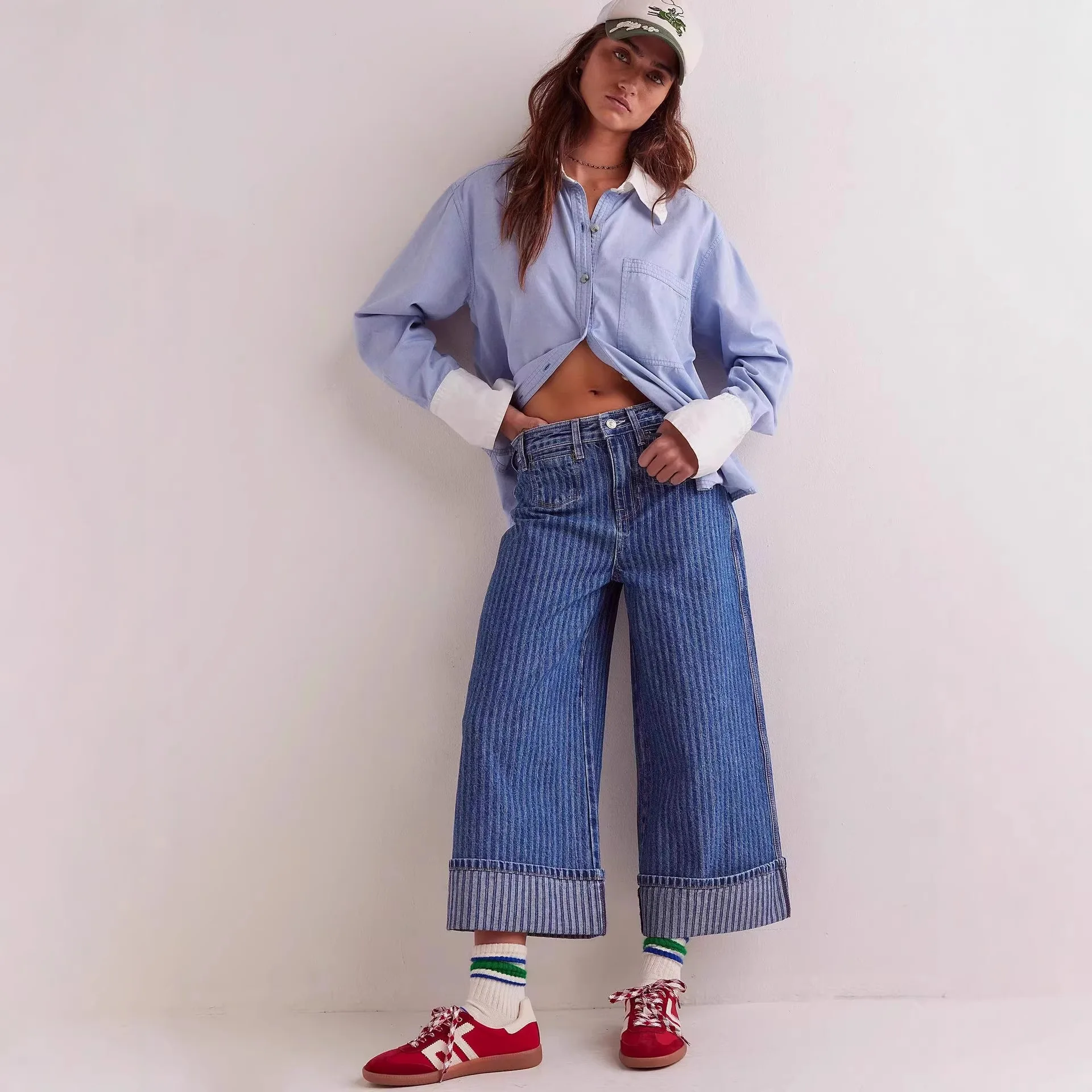 Casual Wide Leg Baggy Jeans For Women Summer 2026 Streetwear Fashion High Waist Striped Print Denim Pants Elegant
Casual Wide Leg Baggy Jeans For Women Summer 2026 Streetwear Fashion High Waist Striped Print Denim Pants Elegant