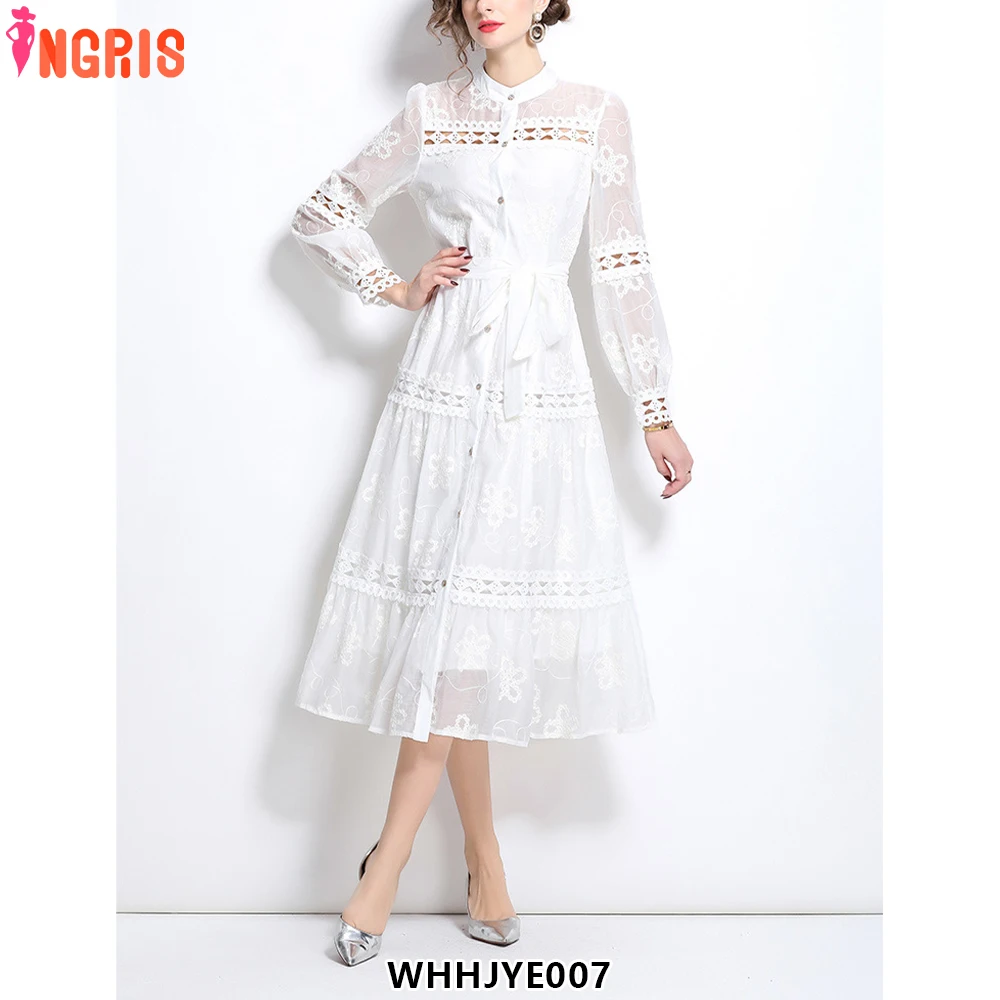 Wholesale of Women's Clothing Autumn New Light Luxury Collection Waist Hollow Embroidery Unique Dress-WHHJYE007
Wholesale of Women's Clothing Autumn New Light Luxury Collection Waist Hollow Embroidery Unique Dress-WHHJYE007