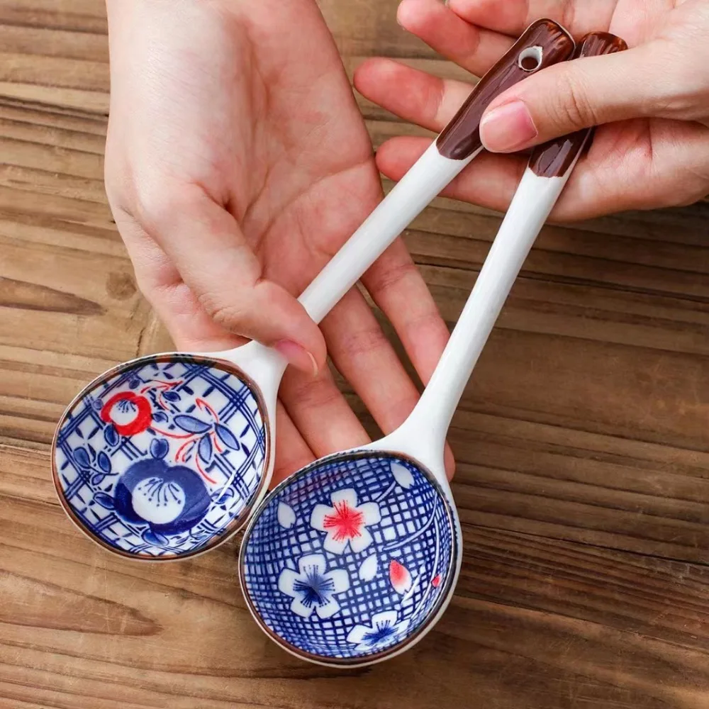 Japanese Style Ceramic Soup Spoon Gift Set Hand-painted Long Handle Dessert Spoon Heat-resistant Ramen Miso Soup Spoon Present
Japanese Style Ceramic Soup Spoon Gift Set Hand-painted Long Handle Dessert Spoon Heat-resistant Ramen Miso Soup Spoon Present