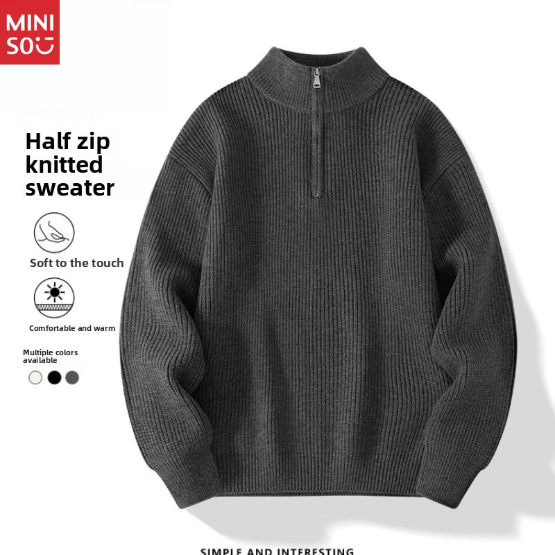 Miniso Charcoal Knit Jacket | Men's Stand Collar Sweater, Premium Autumn Wear
Miniso Charcoal Knit Jacket | Men's Stand Collar Sweater, Premium Autumn Wear